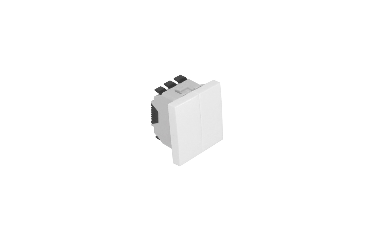 Botão branco basculante/comutador de escada 2 módulos EFAPEL Quadro 45