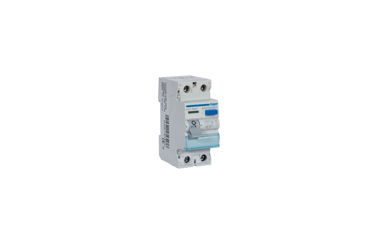 Interruptor diferencial Hager CDC263P 2P 63A 30mA tipo AC