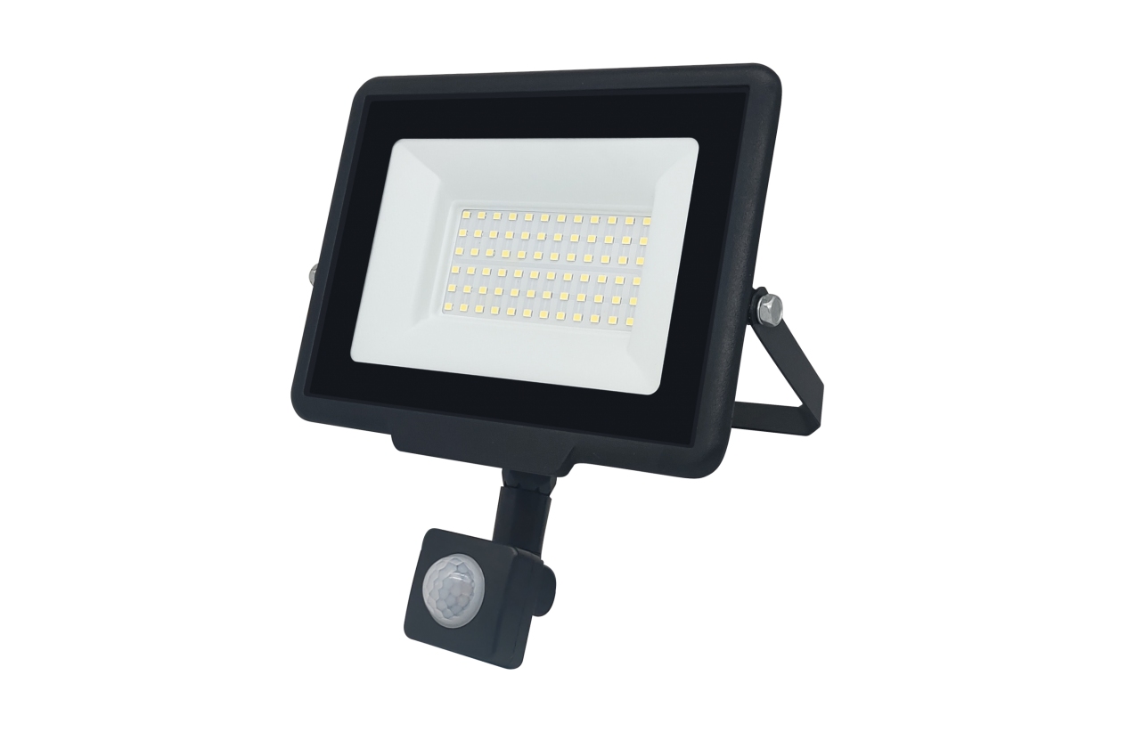 Projetor LED IP65 50W com sensor 4000K Preto 070050SNW