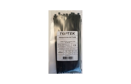 Abraçadeira de serrilha 200x3,6 mm preto com proteção UV - Toptek